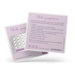 Plaquette de pilule progestative de démonstration et carte explicative