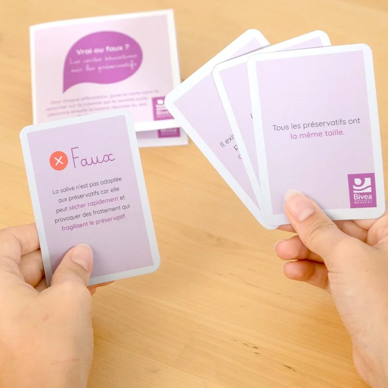 cartes vrai/faux sur l'utilisation du préservatif externe