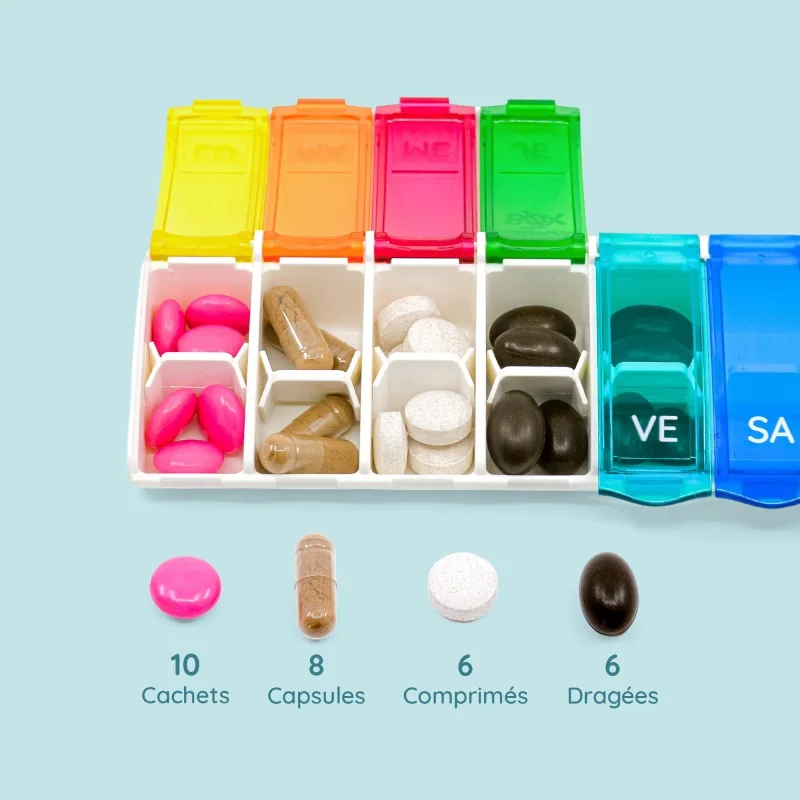 Pilulier semainier Anabox Box7 avec séparateur Multicolore