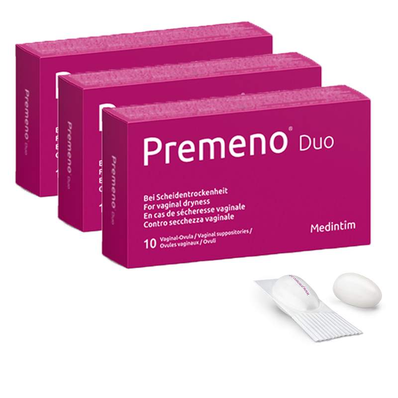 Ovules vaginaux pour la sècheresse intime Premeno Duo lot de 3