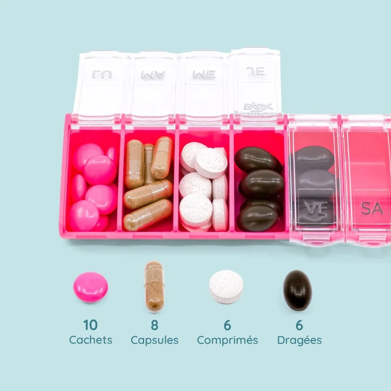 Pilulier 7 cases Box7 Rose pastel