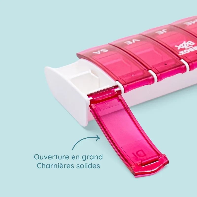 Pilulier semainier Anabox Box7 avec séparateur Rose