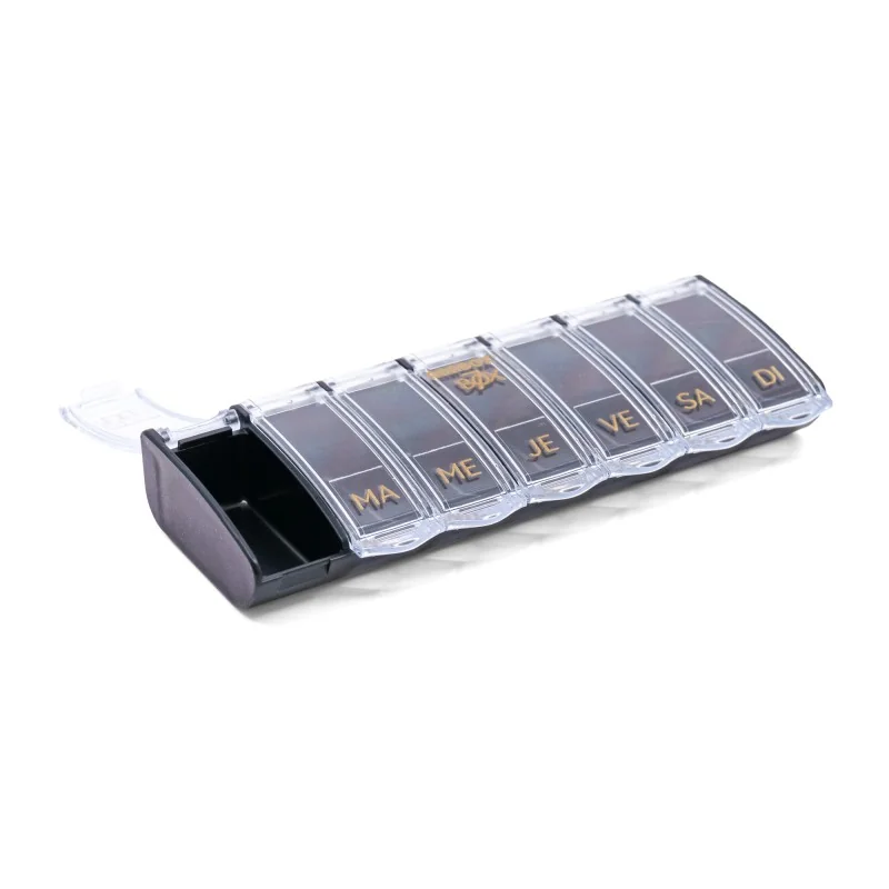 Pilulier Box7 noir avec étui de protection