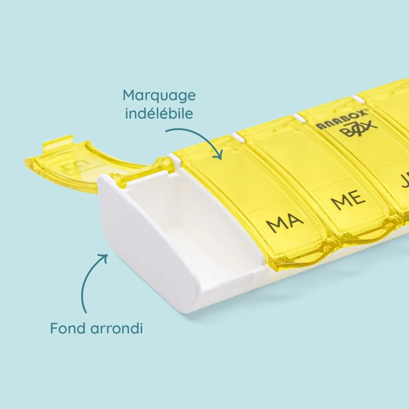 Pilulier hebdomadaire Anabox Box7 Jaune
