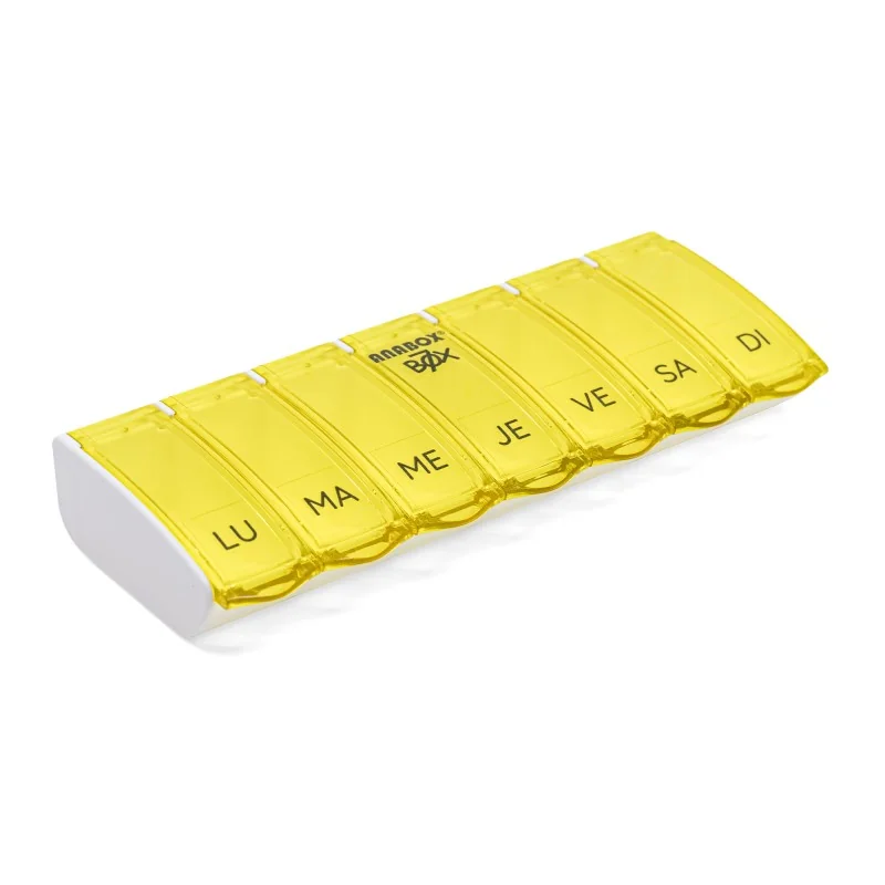 Pilulier Box7 jaune avec étui de protection