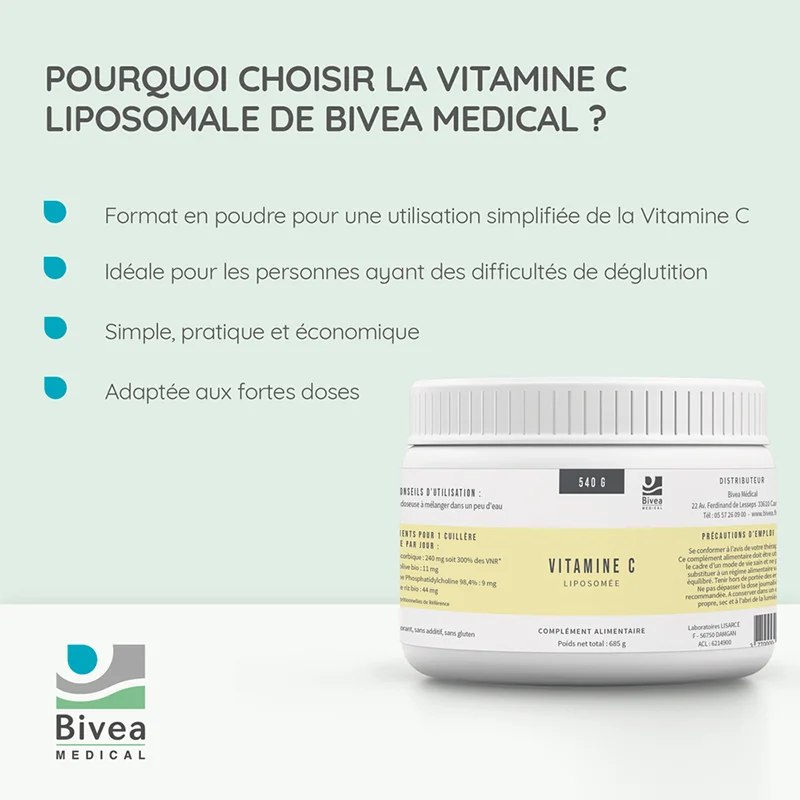 avantages de la vitamine c liposomale en poudre de bivea medical