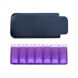 Pilulier box7 violet avec étui noir