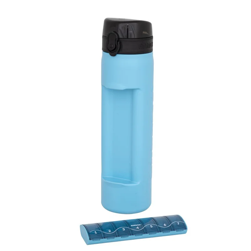 Gourde avec pilulier hebdomadaire Box7