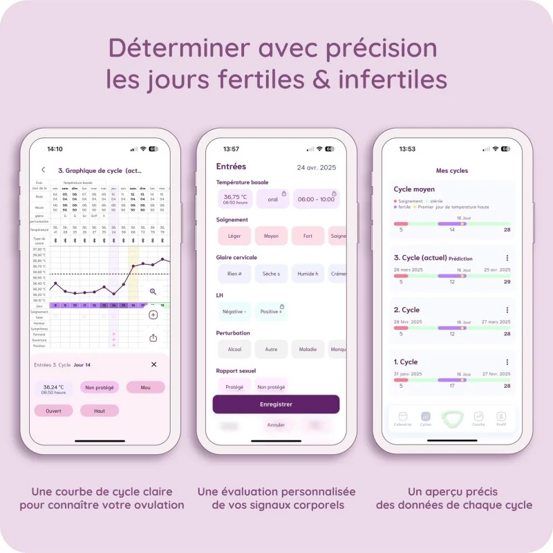 Graphique sympto-thermique application cyclotest mysense Graphique sympto-thermique application cyclotest mysense