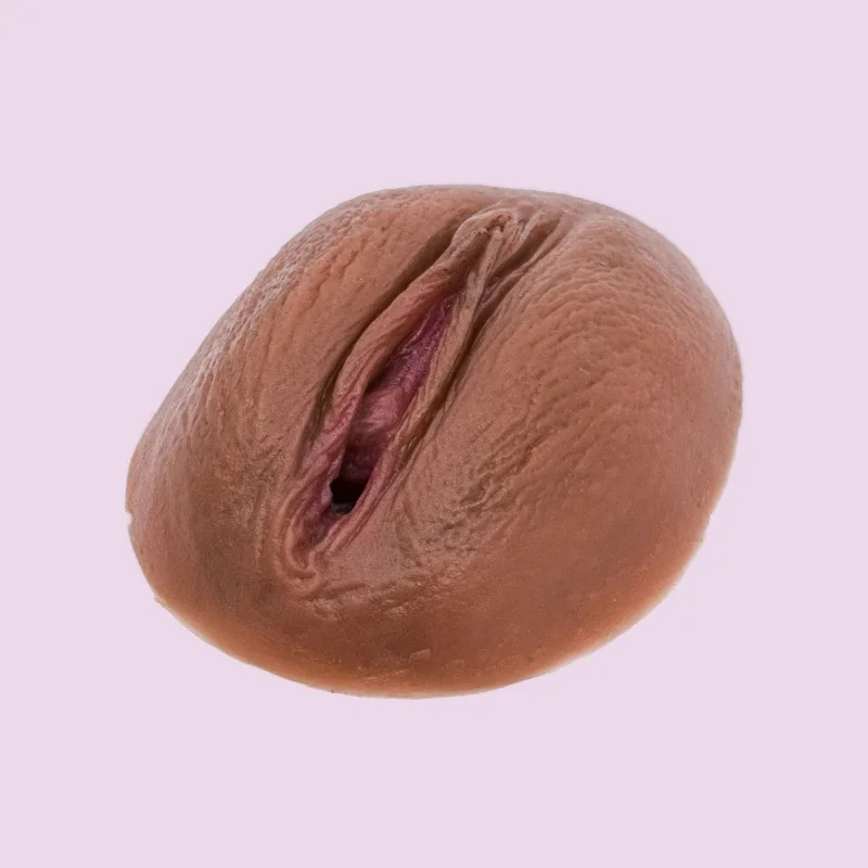 Location Vulve Pêche en silicone foncé à plat Location Vulve Pêche en silicone foncé à plat