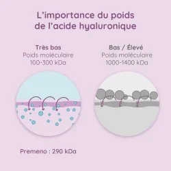 faible poids moléculaire de l'acide hyaluronique schématisé