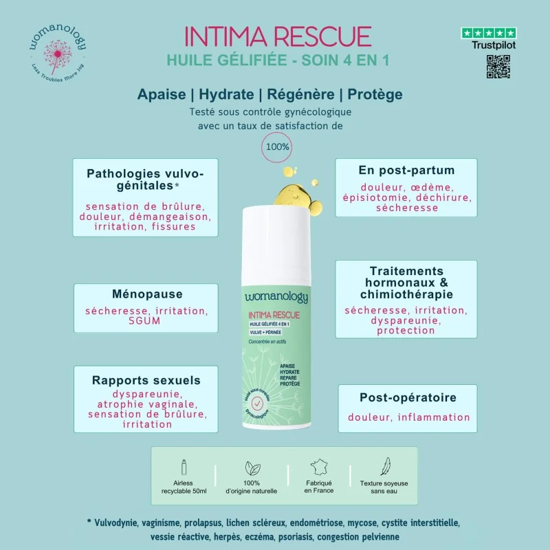 Huile intime gélifiée 4 en 1