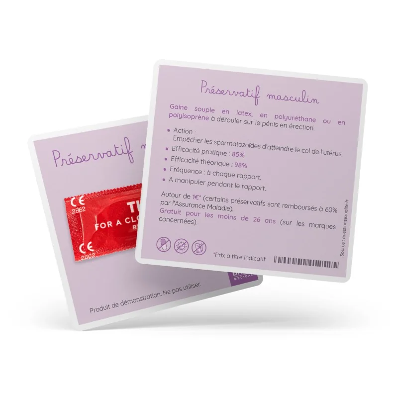 Préservatif masculin de démonstration fiche explciative