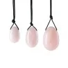 Lot de 3 oeufs de Yoni Quartz rose tailles 30,40 et 45 mm