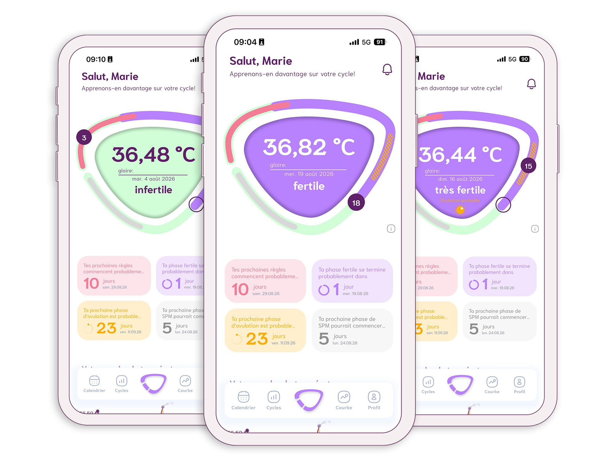 Screenshot graphique journalier de la fertilité