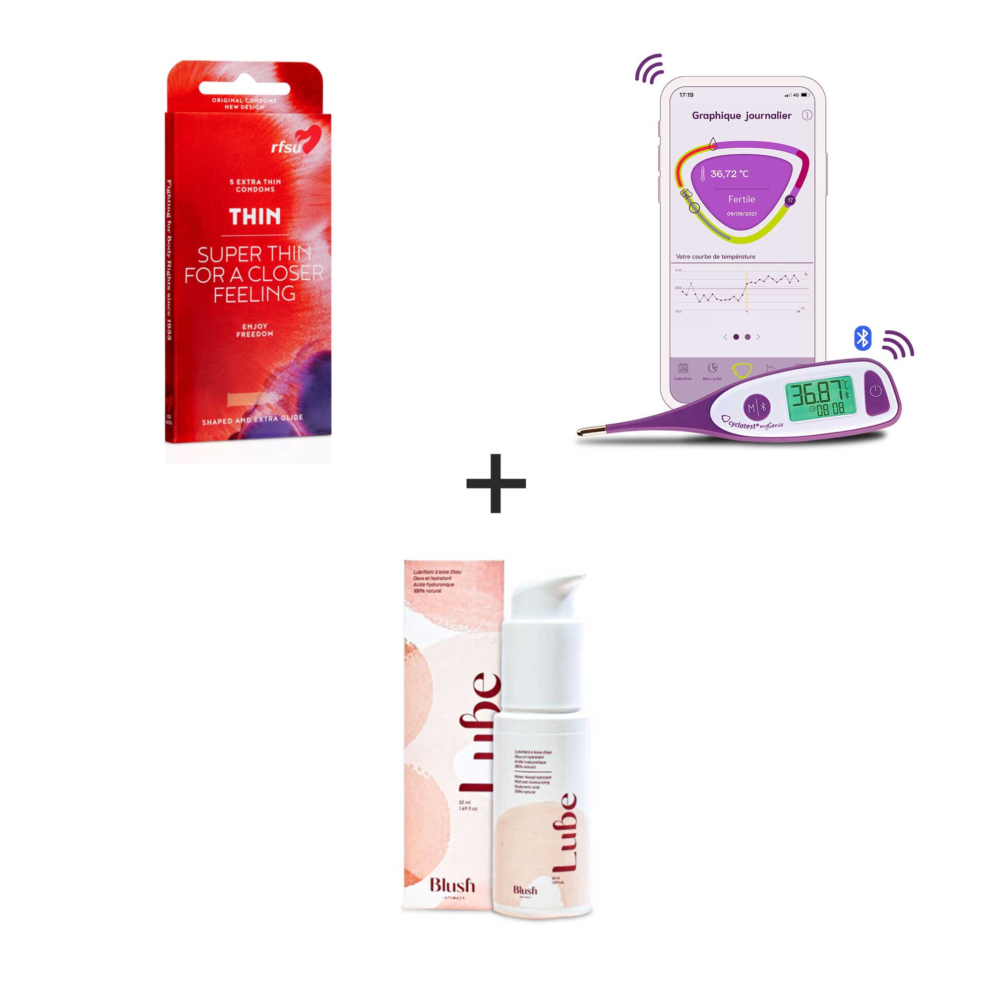 Pack thermomètre mysense + préservatifs + lubrifiant